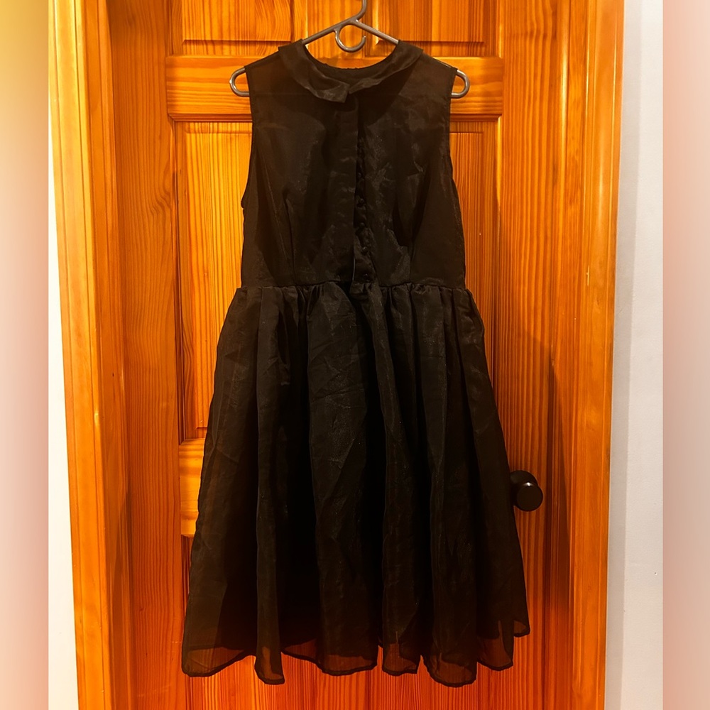 Unique Vintage Elegant Black Midi Dress